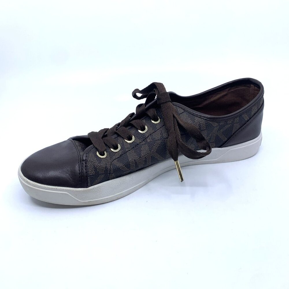 Michael Kors Womens Logo City Sneakers Shoes Brown Size 9.5M 001109 Lace Up - Picture 2 of 15